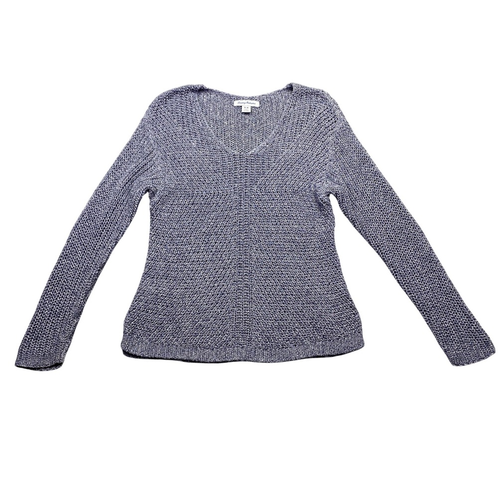 Tommy Bahama Blue Marled V-Neck Sweater Womens Medium Long Sleeve Knit Top